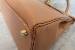 HERMES KELLY 28 Box carf leather Natural 〇X Engraving Hand bag 600120265