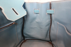 HERMES BIRKIN 35 Togo leather Blue jean □J Engraving Hand bag 700090197