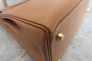 HERMES KELLY 28 Box carf leather Natural 〇X Engraving Hand bag 600120265