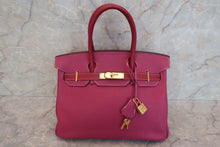 Load image into Gallery viewer, HERMES BIRKIN 30 Personal order Clemence leather Tosca/Ruby □O Engraving Hand bag 500110162
