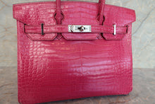 Load image into Gallery viewer, HERMES BIRKIN 30 Crocodile Porosus Fuschia pink □K Engraving Hand bag 700120067
