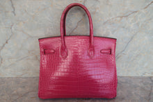 Load image into Gallery viewer, HERMES BIRKIN 30 Crocodile Porosus Fuschia pink □K Engraving Hand bag 700120067
