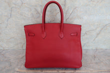 Load image into Gallery viewer, HERMES BIRKIN 35 Clemence leather Rouge garance □I Engraving Hand bag 600070137
