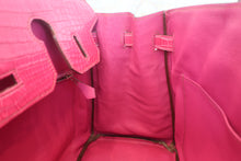 Load image into Gallery viewer, HERMES BIRKIN 30 Crocodile Porosus Fuschia pink □K Engraving Hand bag 700120067
