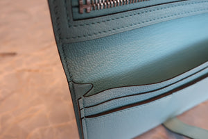 HERMES／エルメス ベアンスフレ シェーブル ブルーアトール A刻印 財布 700080075