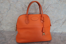 将图片加载到图库查看器，HERMES BOLIDE 35 Clemence leather Orange □G刻印 Hand bag 600080197
