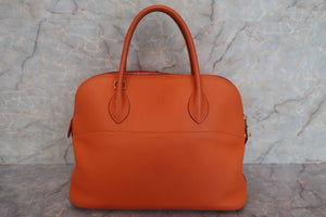 HERMES BOLIDE 35 Clemence leather Orange □G刻印 Hand bag 600080197