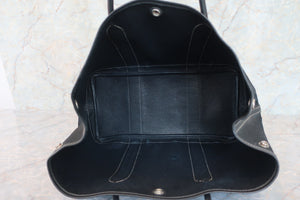 HERMES GARDEN PARTY PM Toile officier/Leather Black □G Engraving Tote bag 600050091