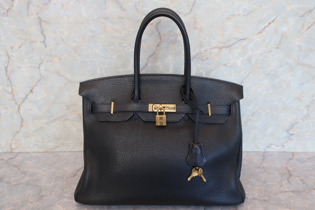 HERMES BIRKIN 35 Clemence leather Black Hand bag 700050262