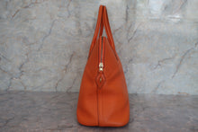 将图片加载到图库查看器，HERMES BOLIDE 35 Clemence leather Orange □G刻印 Hand bag 600080197
