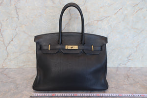 HERMES BIRKIN 35 Clemence leather Black Hand bag 700050262