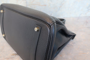 HERMES BIRKIN 35 Clemence leather Black Hand bag 700050262