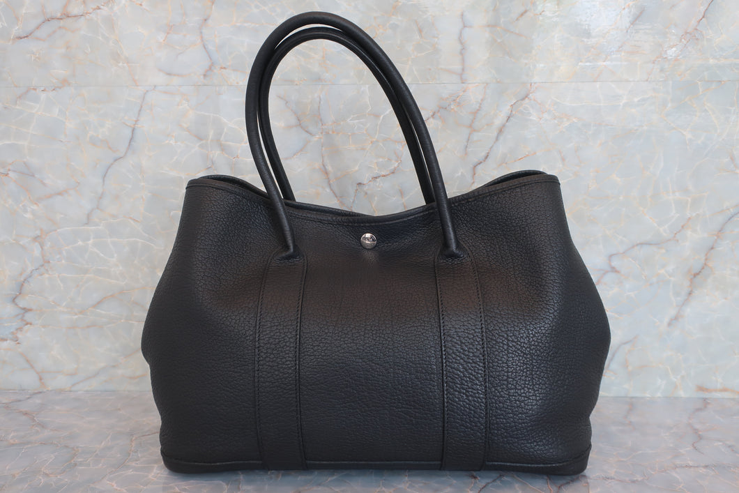 HERMES GARDEN PARTY PM Negonda leather Black □K Engraving Tote bag 600070123