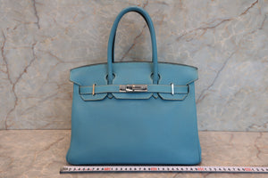 HERMES／エルメス バーキン30 トゴ ブルージーン □N刻印 ハンドバッグ 700040085