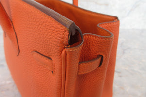 HERMES／エルメス バーキン25 トゴ オレンジ □K刻印 ハンドバッグ 700020151