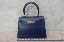 Load image into Gallery viewer, HERMES  Mini KELLY 20 Box carf leather Blue 〇X Engraving Shoulder bag 700120069

