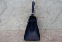 Load image into Gallery viewer, HERMES  Mini KELLY 20 Box carf leather Blue 〇X Engraving Shoulder bag 700120069
