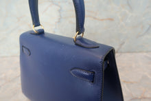 Load image into Gallery viewer, HERMES  Mini KELLY 20 Box carf leather Blue 〇X Engraving Shoulder bag 700120069
