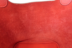 HERMES PICOTIN LOCK MM Clemence leather Rouge tomate X Engraving Hand bag 700100020