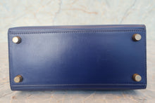 Load image into Gallery viewer, HERMES  Mini KELLY 20 Box carf leather Blue 〇X Engraving Shoulder bag 700120069
