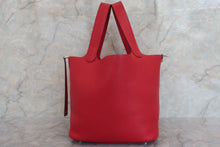 将图片加载到图库查看器，HERMES PICOTIN LOCK MM Clemence leather Rouge casaque C刻印 Hand bag 600030108
