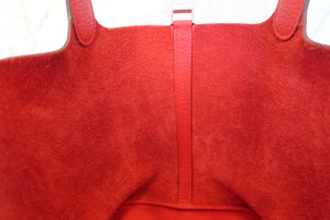 HERMES PICOTIN LOCK MM Clemence leather Rouge tomate X Engraving Hand bag 700100020