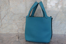 Load image into Gallery viewer, HERMES PICOTIN LOCK PM Clemence leather Turquoise blue □R Engraving Hand bag 700100013
