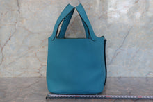 Load image into Gallery viewer, HERMES PICOTIN LOCK PM Clemence leather Turquoise blue □R Engraving Hand bag 700100013
