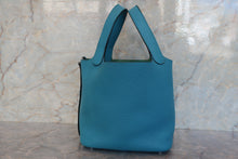 Load image into Gallery viewer, HERMES PICOTIN LOCK PM Clemence leather Turquoise blue □R Engraving Hand bag 700100013
