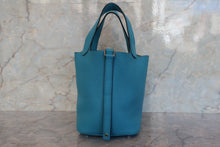 Load image into Gallery viewer, HERMES PICOTIN LOCK PM Clemence leather Turquoise blue □R Engraving Hand bag 700100013
