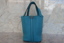 Load image into Gallery viewer, HERMES PICOTIN LOCK PM Clemence leather Turquoise blue □R Engraving Hand bag 700100013
