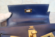 Load image into Gallery viewer, HERMES  Mini KELLY 20 Box carf leather Blue 〇X Engraving Shoulder bag 700120069
