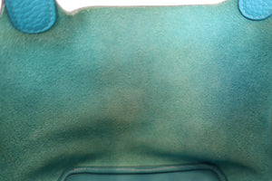 HERMES PICOTIN LOCK PM Clemence leather Turquoise blue □R Engraving Hand bag 700100013