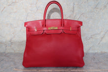 Load image into Gallery viewer, HERMES BIRKIN 40 Buffalo leather Rouge vif 〇V Engraving Hand bag 600110049
