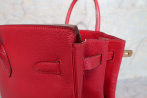 HERMES BIRKIN 40 Buffalo leather Rouge vif 〇V Engraving Hand bag 600110049