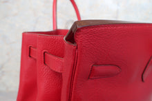 Load image into Gallery viewer, HERMES BIRKIN 40 Buffalo leather Rouge vif 〇V Engraving Hand bag 600110049
