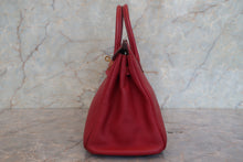 Load image into Gallery viewer, HERMES BIRKIN 25 Togo leather Rouge garance A Engraving Hand bag 700120071

