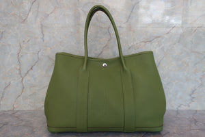 HERMES  GARDEN PARTY PM Negonda leather Anise green □Q Engraving Tote bag 700100051