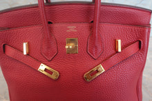 Load image into Gallery viewer, HERMES BIRKIN 25 Togo leather Rouge garance A Engraving Hand bag 700120071
