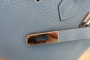 HERMES BIRKIN 30 Clemence leather Blue paradise Hand bag 500080153