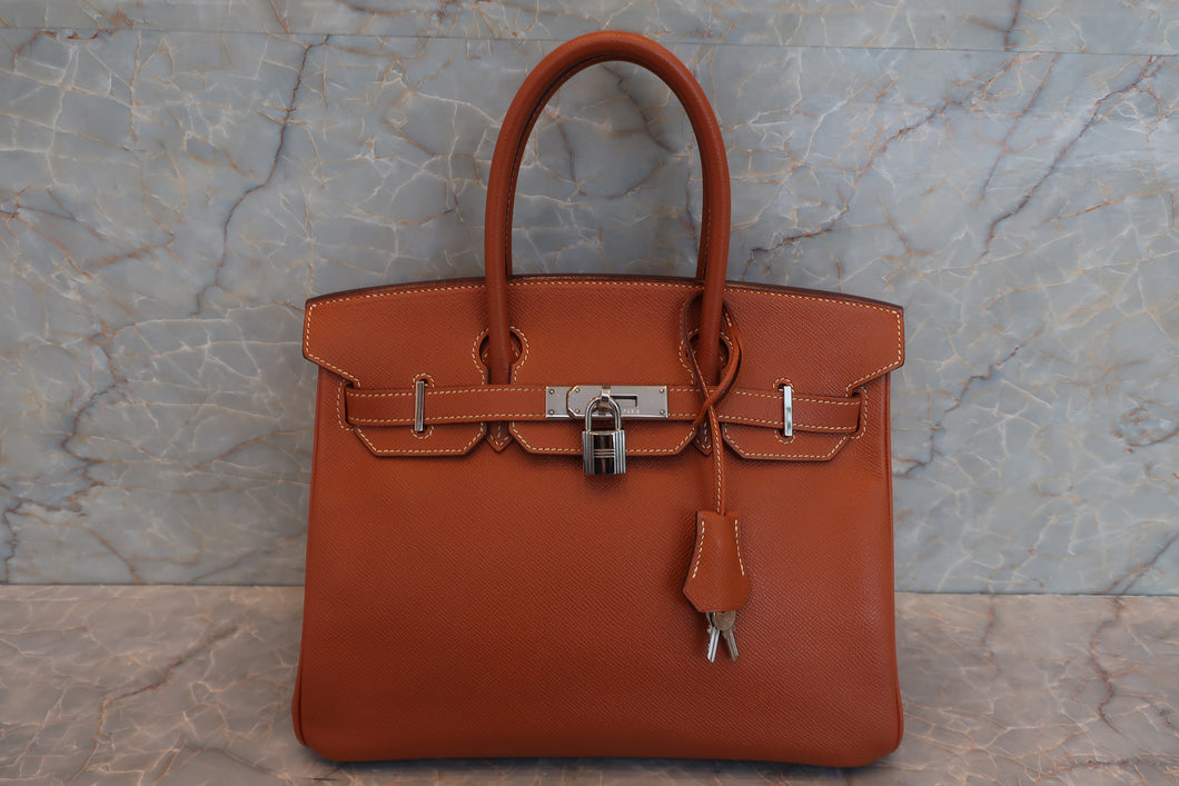 HERMES／エルメス バーキン30 ヴォーエプソン コニャック □J刻印 ハンドバッグ 600090294
