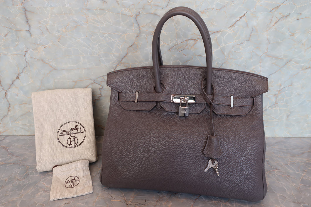 HERMES BIRKIN 35 Togo leather Etain □P Engraving Hand bag 700050028