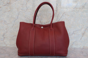 HERMES GARDEN PARTY PM Negonda leather Rouge H □K Engraving Tote bag 600080186