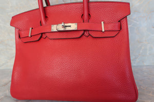 HERMES BIRKIN 30 Clemence leather Rouge casaque □Q Engraving Hand bag 600010157