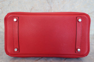 HERMES BIRKIN 30 Clemence leather Rouge casaque □Q刻印 Hand bag 600010157