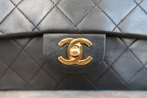 CHANEL/シャネル マトラッセWフラップWチェーンショルダーバッグ ラムスキン ブラック/ゴールド金具 ショルダーバッグ 700010042