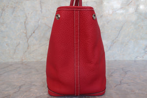 HERMES  GARDEN PARTY PM Negonda leather Rouge casaque □P Engraving Tote bag 700100011