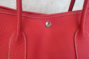 HERMES  GARDEN PARTY PM Negonda leather Rouge casaque □P Engraving Tote bag 700100011