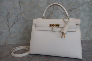 HERMES／エルメス ケリー32 ヴォーグレネ ホワイト 〇Z刻印 ショルダーバッグ 700070004