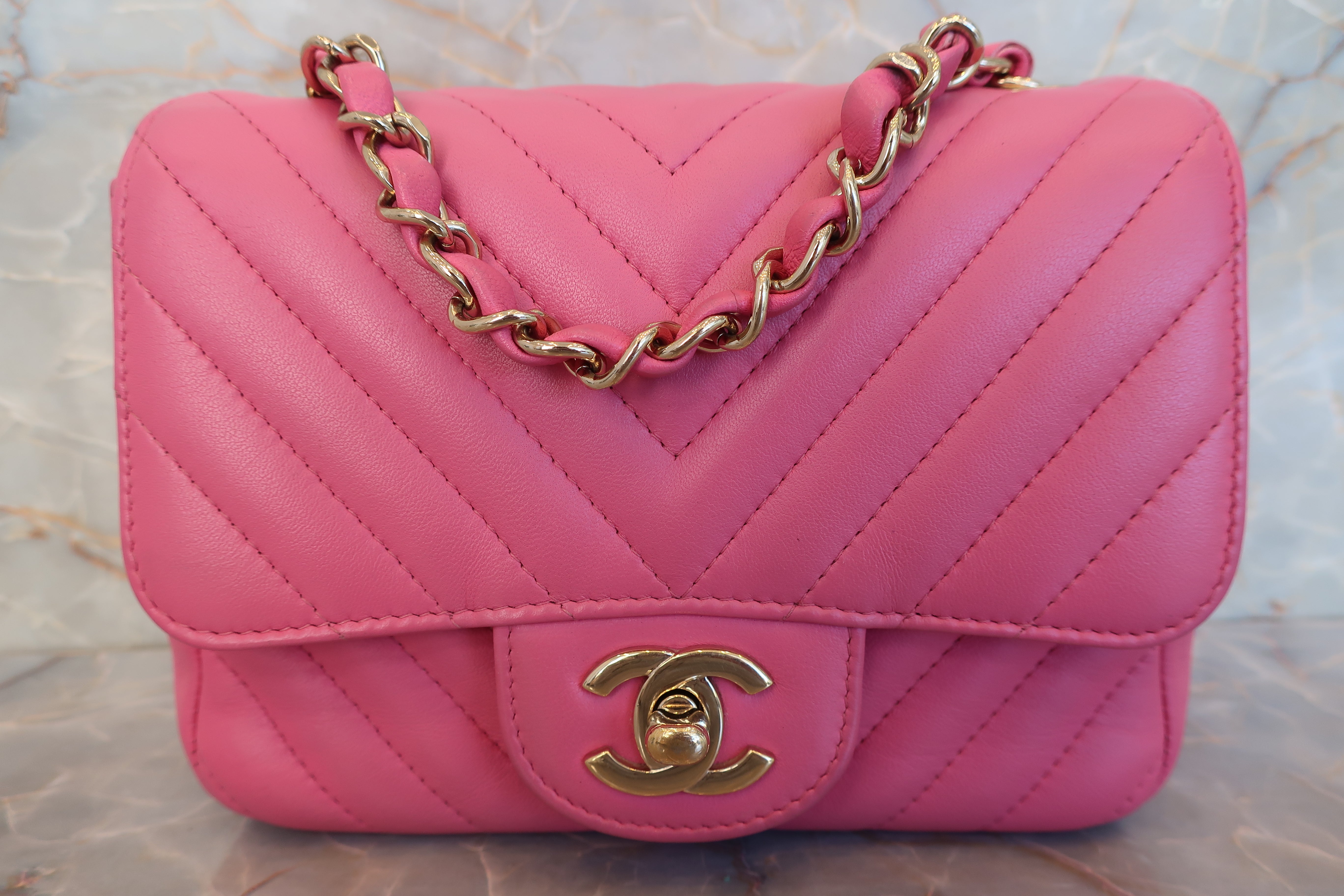 CHANEL/シャネル Vステッチチェーンショルダーバッグ ラムスキン